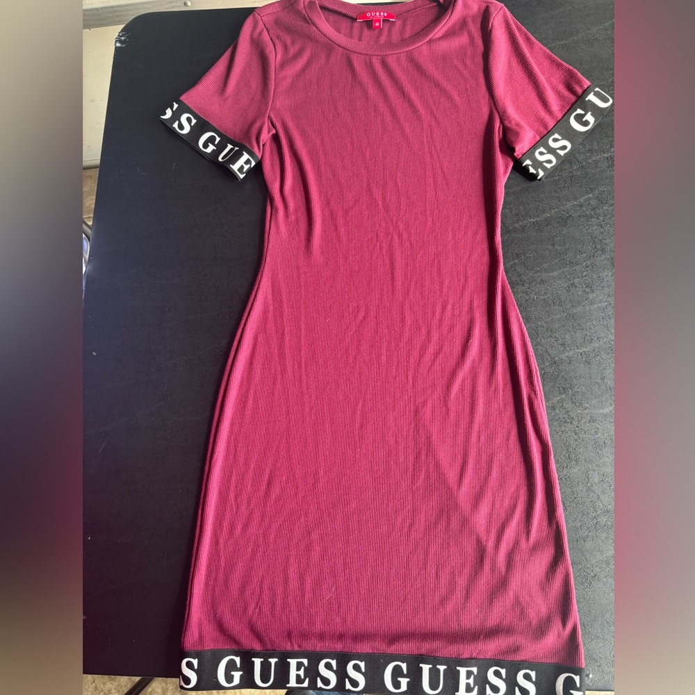Guess Pink Bodycon Mini Dress with Cuffed Sleeves